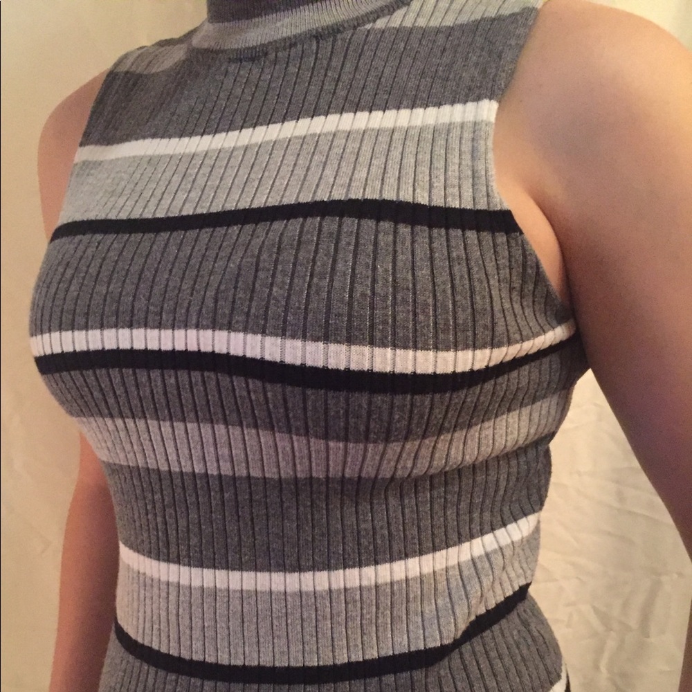 Sleeveless crop top sweeter type shirt.